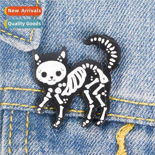 Europe Uned States drip oil brooch skull black cat wh acryli