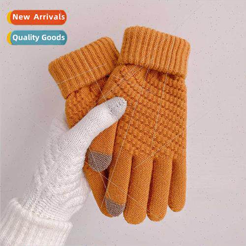 Warm touch screen gloves female winter knted thickened men f