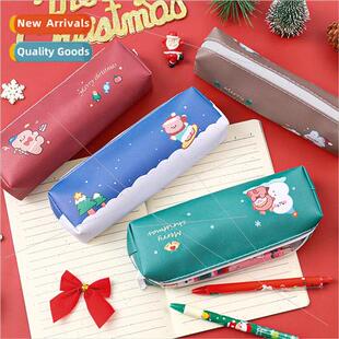Christmas cartoon pencil bag student pu large capacy station