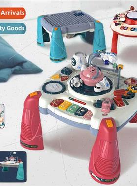 Children assembled building blocks study table multifunction