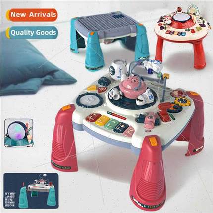 Children assembled building blocks study table multifunction