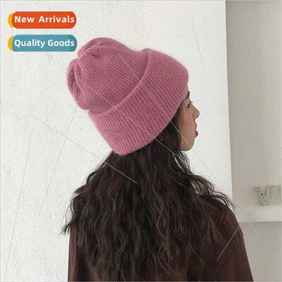 Orange pink hat female Korean ins winter rolled edge wool ca