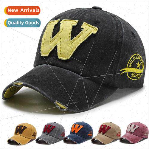 Korean  patch baseball cap men women denim fabric duck tongu