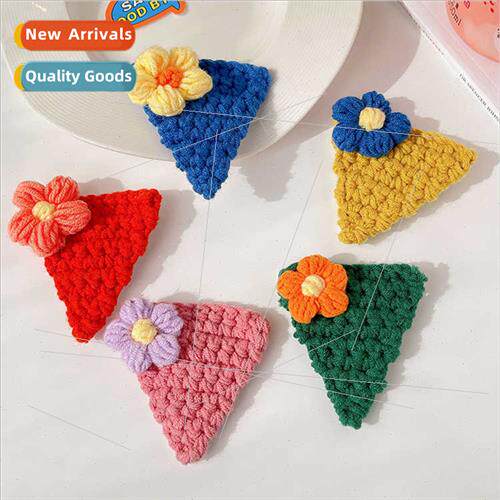 Korea new children fru flowers wool triangle hair clips girl