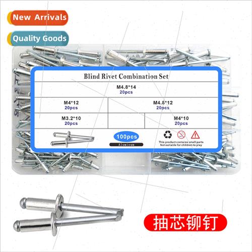 100PCS Box Set GB12618 Aluminum Open End Flat Round Head Riv