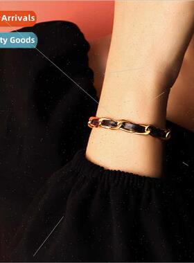 Europe leather rope chain bracelet women tanium steel gold h