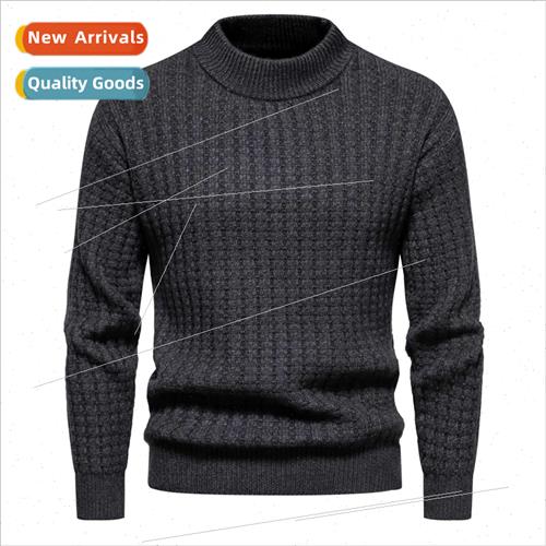 2023 Autumn Winter Men Sweater Solid Color Striped Jacquard