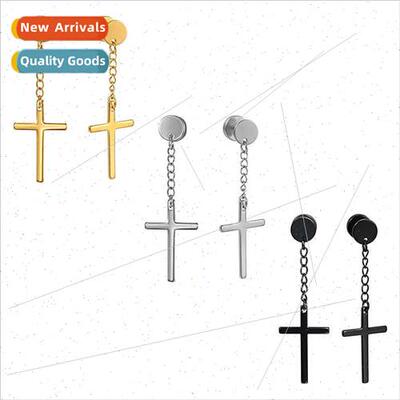 Creative cross earrings Korea fashion tanium steel punk earr