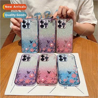 iPhone15Pro Gradient Glitter Phone Case 适用 Apple 14 Platin
