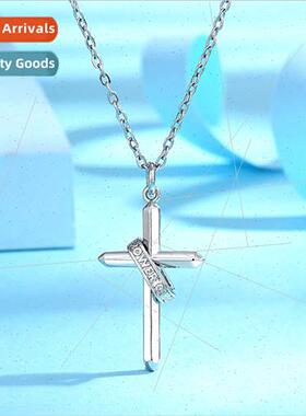 New gold full diamonds cross crown couple necklace men women
