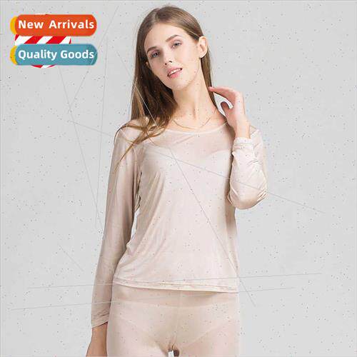 Autumn winter silk thermal underwear sets women mulberry sil