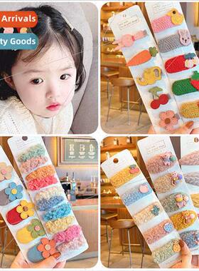 Plush knted headdress baby card Korea cute fur hairpin broke