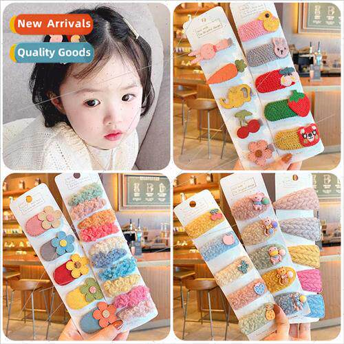 Plush knted headdress baby card Korea cute fur hairpin broke