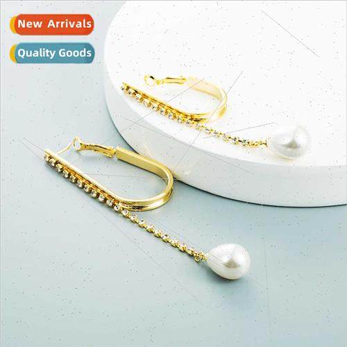 Korea fashion earrings copper gold-plated zirconia pearl ear
