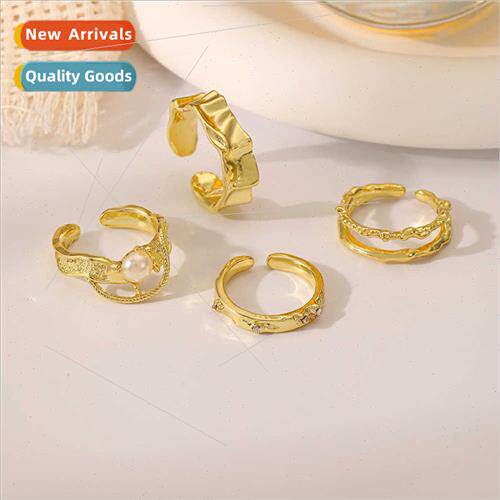 French niche retro creative fashion irregular gold open pear