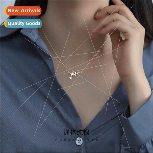 S925 silver plated 14 gold Korea simple diamond star necklac