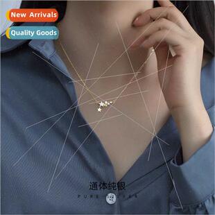 S925 Korea star necklac gold diamond plated silver simple