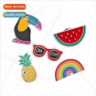 Europe Cartoon Set Brooch Woodpecker Watermelon Pine适用Appl