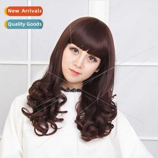 Short curly hair wig female Qi oblique bangs snapback short