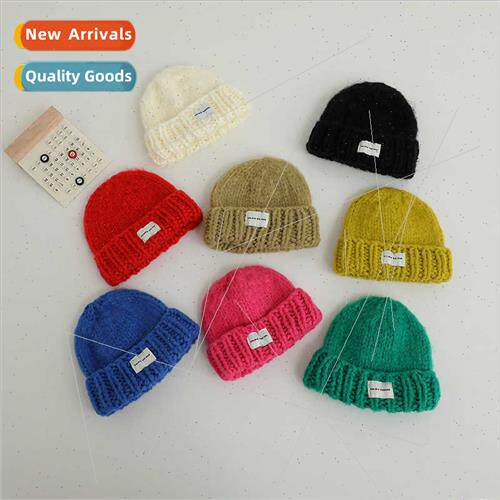Children imation rabb hair knted hat boys girls autumn winte