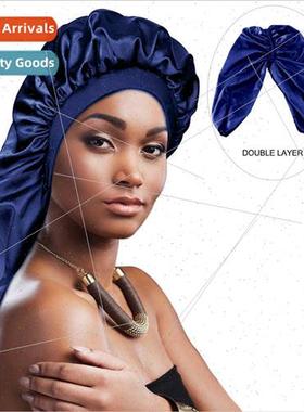 Double Satin Long Cap Sleeping Hat Hair Care Cap HeadbHat Ha