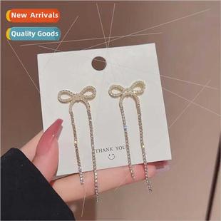 pearl bow shiny high female grade earrings Hundreds tassel