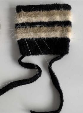 Cute cat ears striped color clash plush hat female winter wa