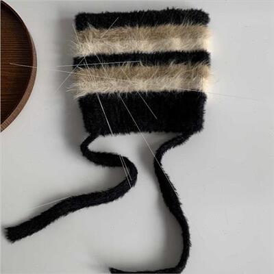 Cute cat ears striped color clash plush hat female winter wa