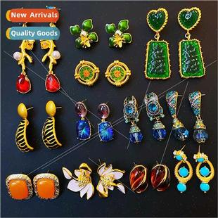 Earrings silver pin French vintage diamond drop earrings fem