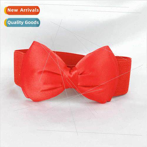 Women wide belt elastic elastic waistband bow decorative wai