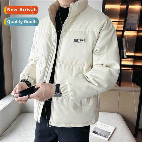 Down cotton jacket men new fall winter leather simple leisur