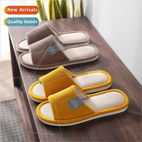 Four seasons linen slippers women living home cute fall wint