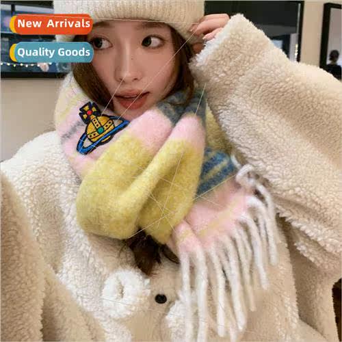 2023 Women Cashmere Blend Scarf Embroidered Scarf Colorful T