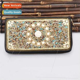 rice handmade beads shell decoratio Ethnic turquoise handbag