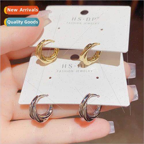 French simple niche fashion metal earrings female retro ins