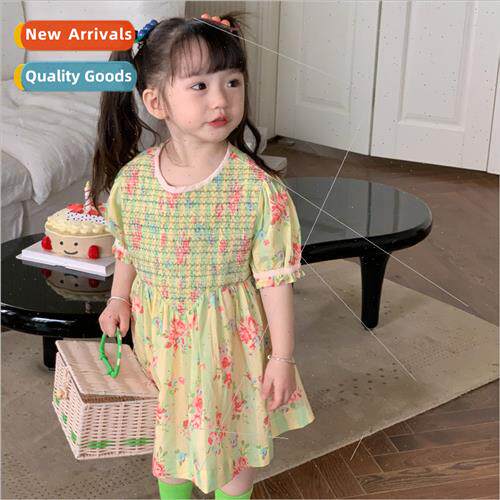 Girls floral dress 2023 summer new childrens embroidery hand