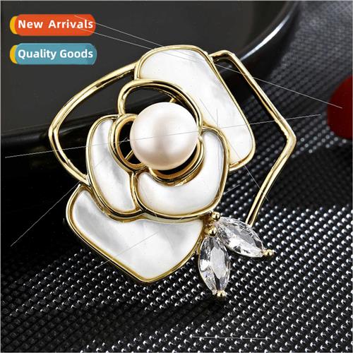 Pearl camellia flower pin corsage brooch brooch female upsca