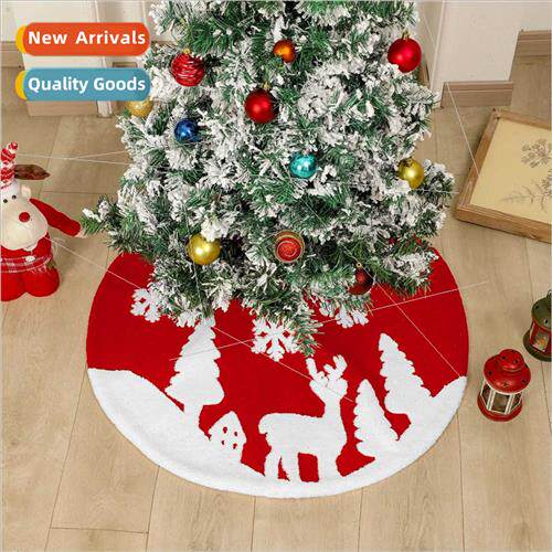 2022 New Christmas Cotton Velvet Jacquard Elk Tree Skirt Chr