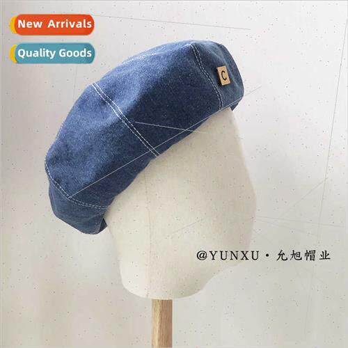 Japan  chic metal C letter label cowboy beret set shooting p