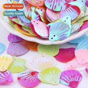 sequins fish fan shell shap colorful shaped beads 18mm scale