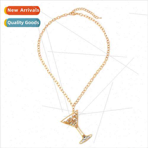 mple splicing zinc alloy wh diamond wine glass necklace retr
