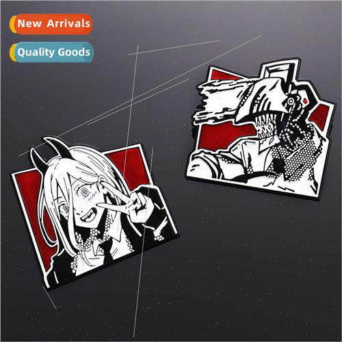 Cartoon animation characters around metal paint badge clothe