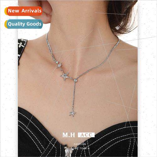 New color zirconium star pendant necklace wh collarbone chai
