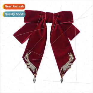 Korea burgundy velvet wedding shirt bow tie decoration men w