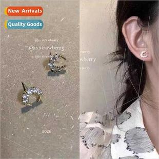 earrings female simple diamond compa tide moon new Full 2023