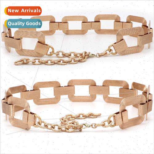 coat female decorative wild wide belt ladies dress metal pla
