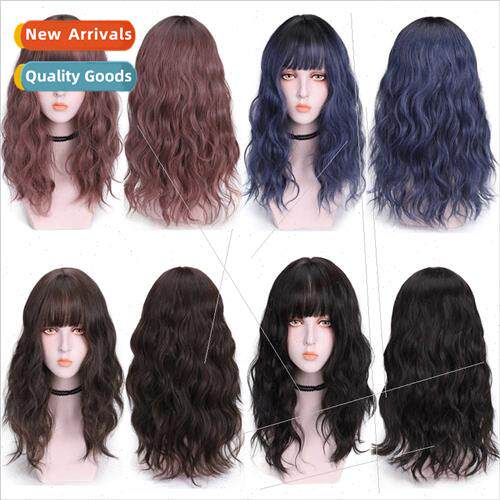 Korea new wool curly wig female long hair bangs natural fluf