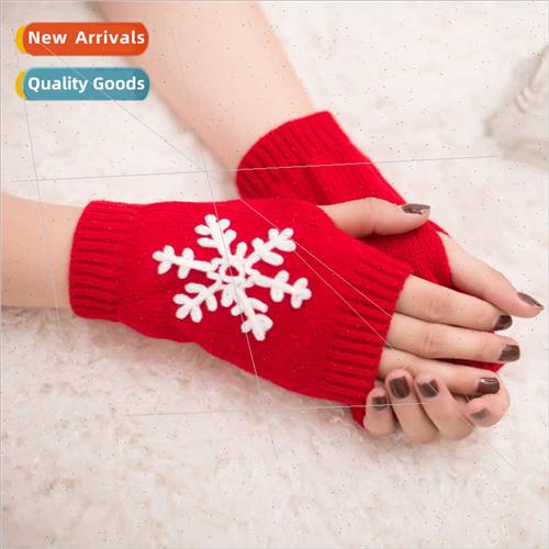 Snowflake gloves Christmas gloves new knted half-finger Chri