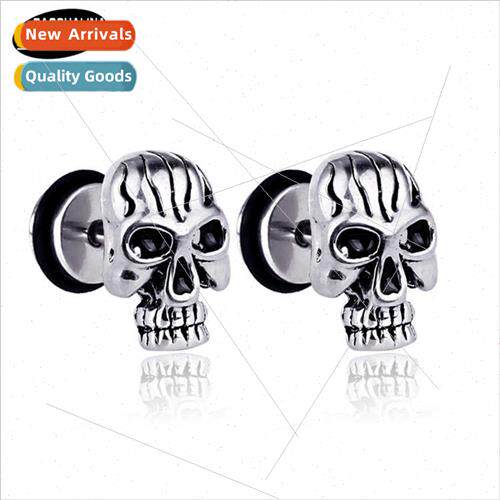 Tanium steel retro skull punk hip-hop rock hipster earrings
