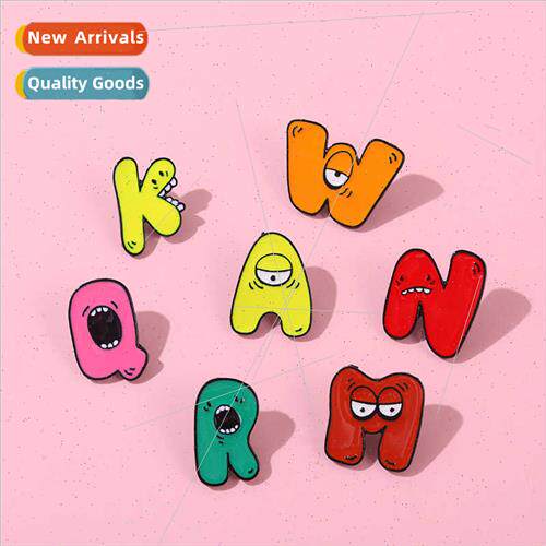 Japanese quirky 26 English letters brooch lapel clothes bag